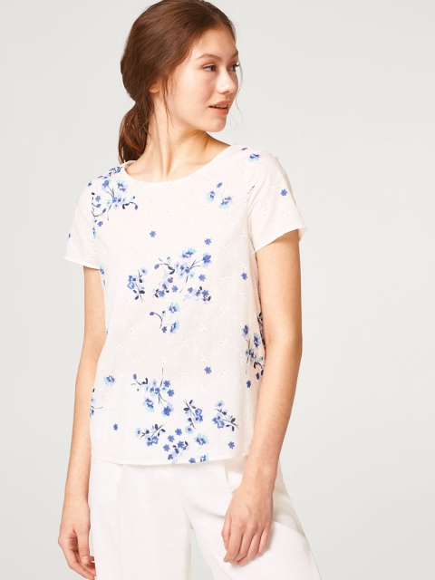 

ESPRIT Women White Printed Top
