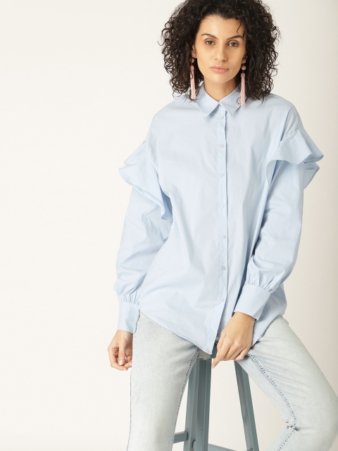 

ESPRIT Women Blue Regular Fit Solid Casual Shirt