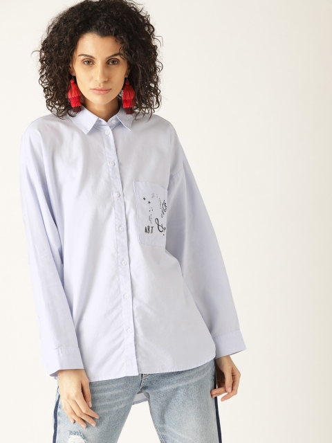 

ESPRIT Women Blue Solid Casual Shirt