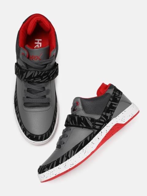 

HRX by Hrithik Roshan Men Grey Mid-Top Hoop Life Sneakers