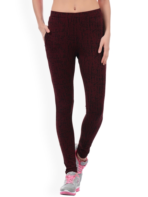 

Sweet Dreams Burgundy & Black Self-Design Workout Track Pants
