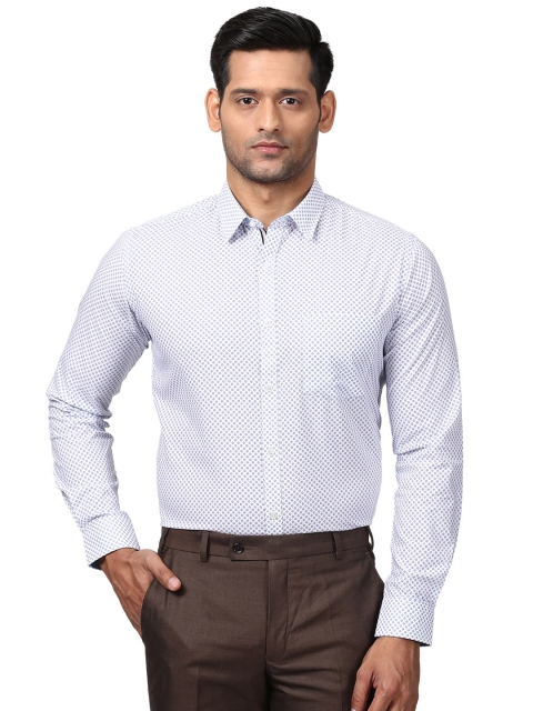 

Next Look Men White & Blue Slim Fit Printed Formal Shirt