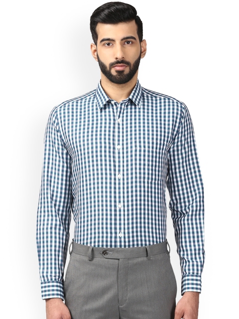 

Next Look Men Green & White Regular Fit Checked Formal Shirt