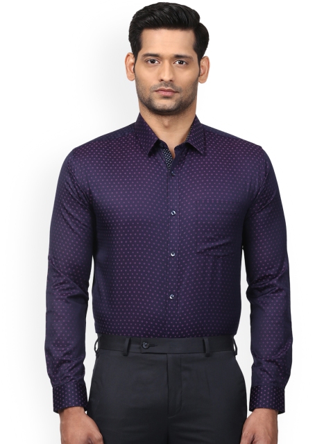 

Next Look Men Navy Blue & Purple Slim Fit Printed Formal Shirt