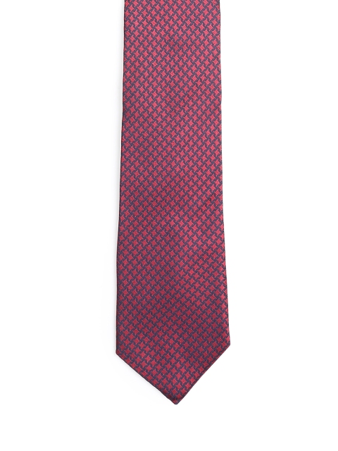 

Louis Philippe Pink & Navy Blue Woven Design Skinny Tie