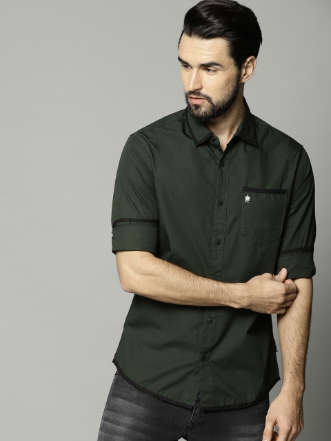 

French Connection Men Green Slim Fit Solid Casual Shirt