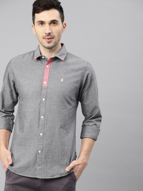 

French Connection Men Grey Slim Fit Solid Casual Shirt