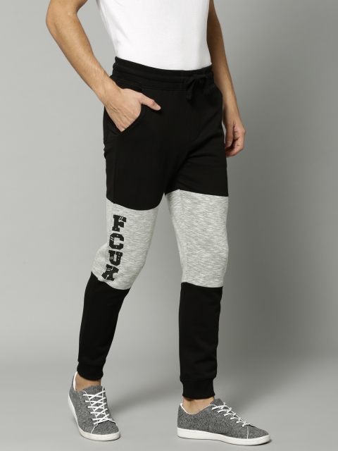 

French Connection Black & Grey Melange Colourblocked Joggers