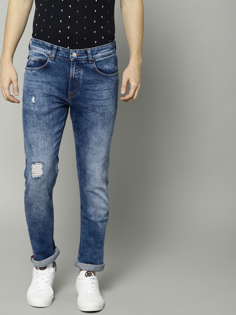 

French Connection Men Blue Slim Fit Mid-Rise Mildly Distressed Stretchable Jeans