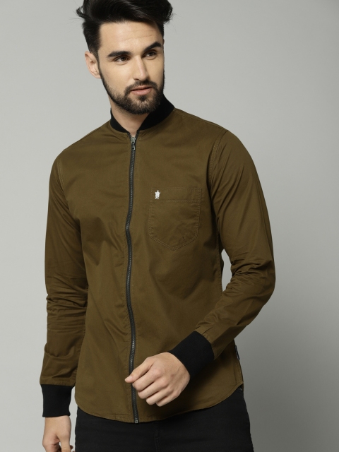 

French Connection Men Brown Slim Fit Solid Casual Shirt
