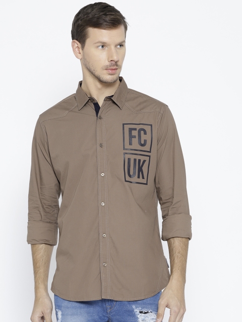 

French Connection Men Brown Regular Fit Solid Casual Shirt