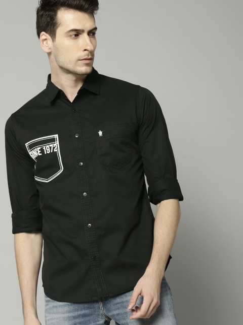 

French Connection Men Black Slim Fit Solid Casual Shirt