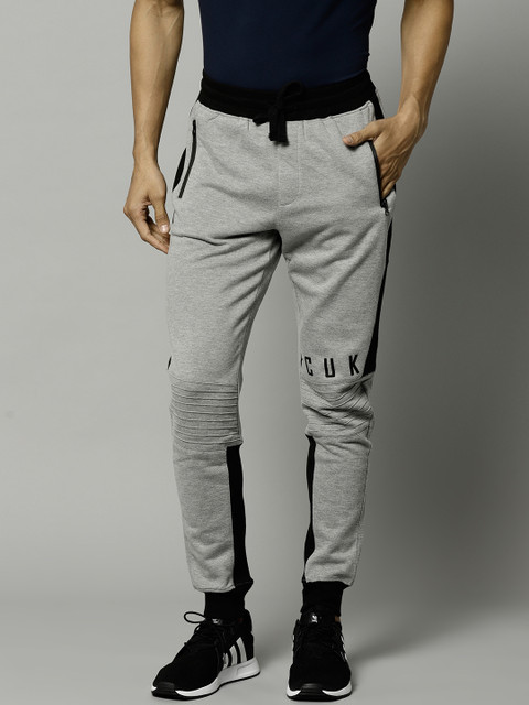 

French Connection Men Grey Melange & Black Solid Joggers
