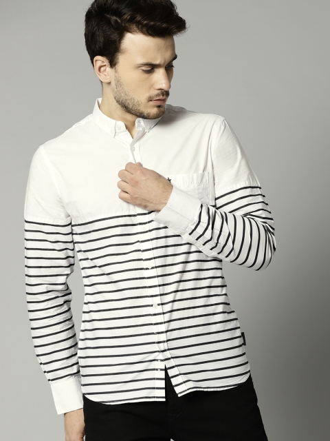 

French Connection Men White Slim Fit Solid Smart Casual Shirt