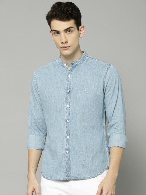 

French Connection Men Blue Regular Fit Faded Casual Chambray Shirt