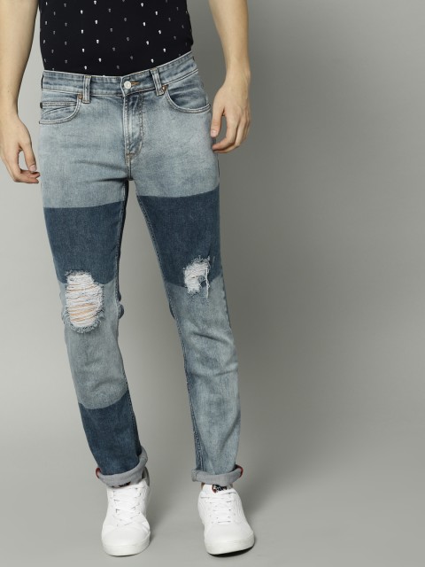 

French Connection Men Blue Slim Fit Mid-Rise Mildly Distressed Stretchable Jeans