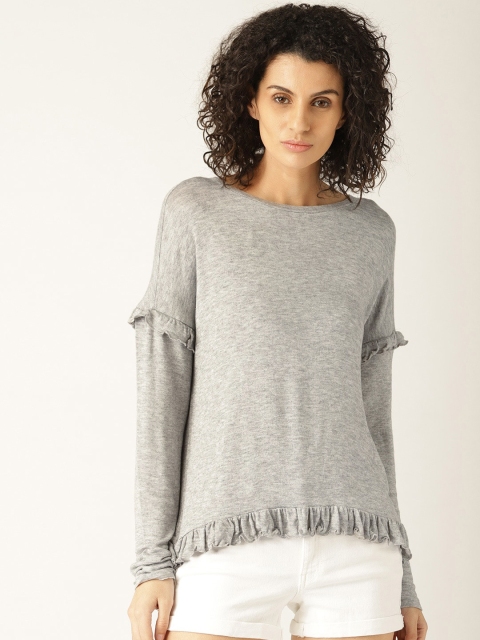 

ESPRIT Women Grey Melange Solid Top