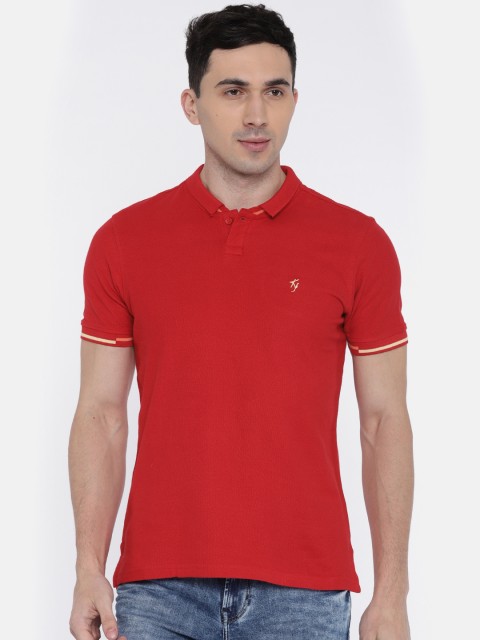 

Killer Men Red Solid Polo Collar T-shirt