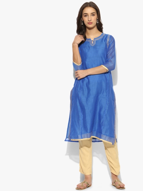 

Sangria Women Blue Solid Straight Kurta