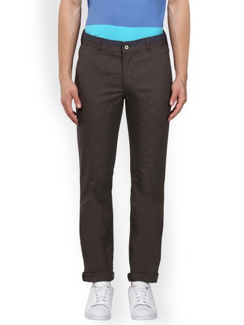 

Park Avenue Men Brown Slim Fit Self Design Regular Trousers