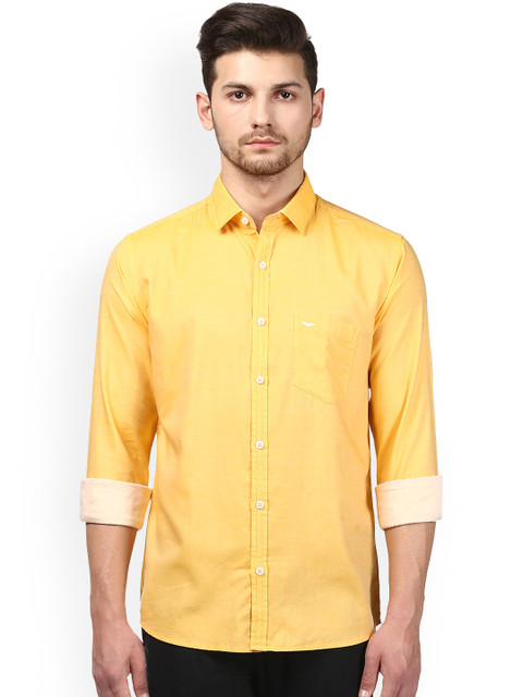 

Park Avenue Men Yellow Slim Fit Solid Casual Shirt