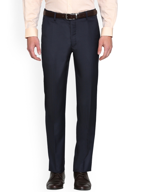 

Van Heusen Men Navy Blue Slim Fit Solid Formal Trousers