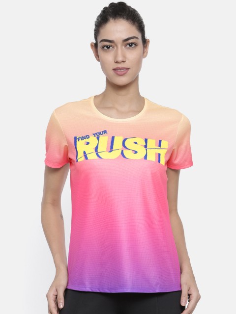 

2GO Women Purple & Pink Printed Round Neck T-shirt