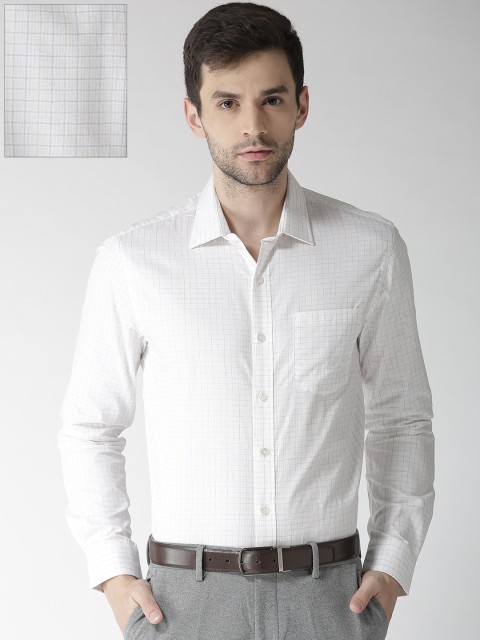 

Arrow Men White Premium Slim Fit Checked Formal Shirt
