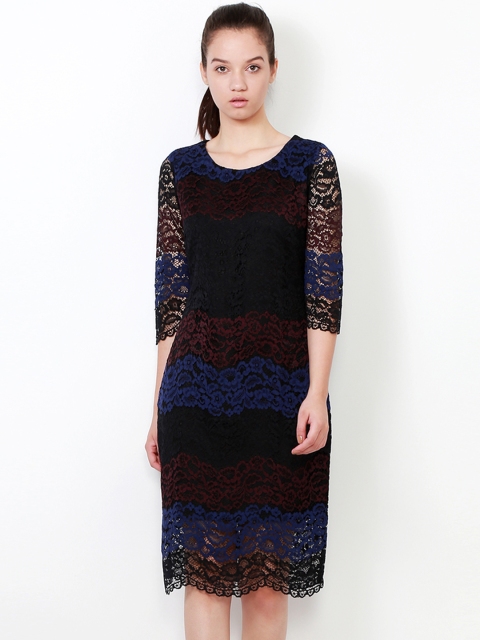 

Van Heusen Woman Black Self Design Sheath Dress