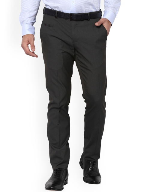 

Van Heusen Men Charcoal Slim Fit Solid Formal Trousers
