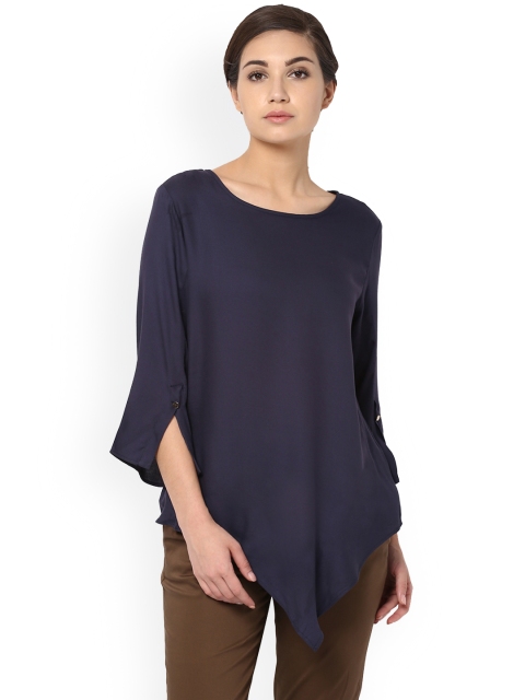 

Van Heusen Woman Navy Blue Solid A-Line Top