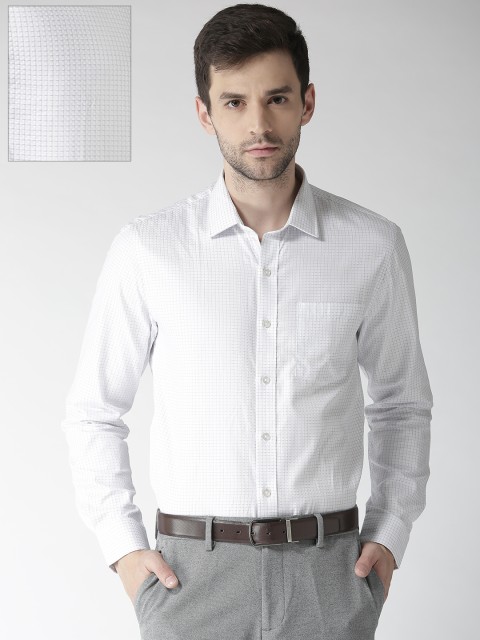 

Arrow Men White & Blue Slim Fit Checked Formal Shirt