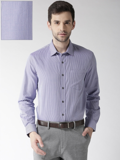 

Arrow Men Blue Premium Slim Fit Checked Formal Shirt, Purple