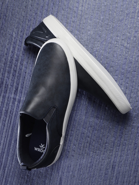 

WROGN Men Navy Blue Slip-On Sneakers