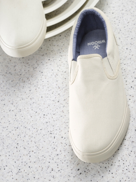 

WROGN Men White Slip-On Sneakers