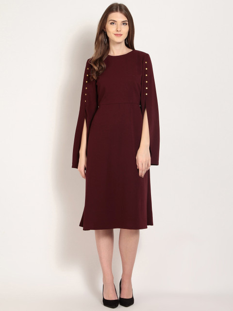 

Marie Claire Women Maroon Solid Fit & Flare Dress
