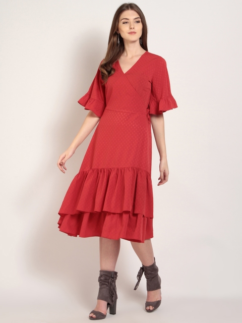 

Marie Claire Women Red Solid Wrap Dress