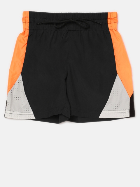 

YK Boys Black & Orange Colourblocked Sports Shorts