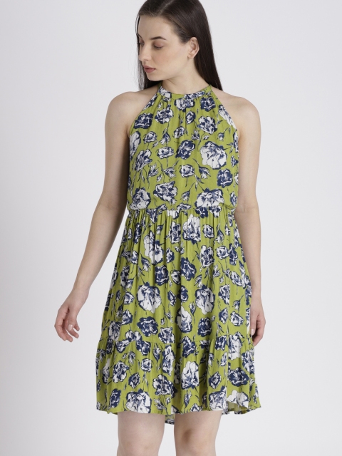 

Chemistry Women Green Printed Fit and Flare Dress