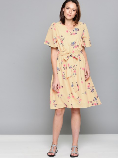

Chemistry Women Beige Printed Fit and Flare Dress