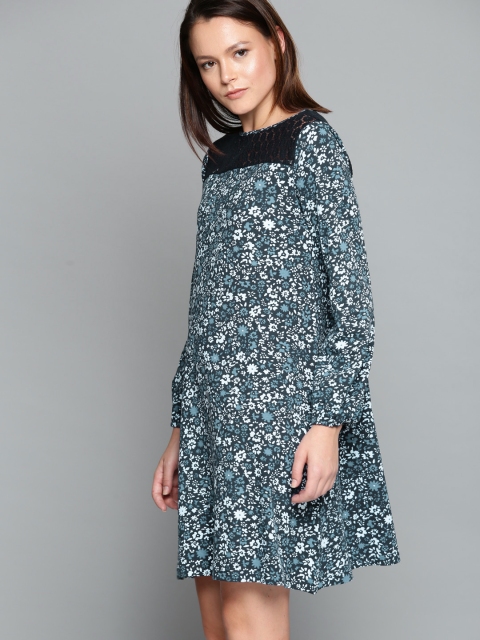 

Chemistry Women Black & Grey Printed A-Line Dress