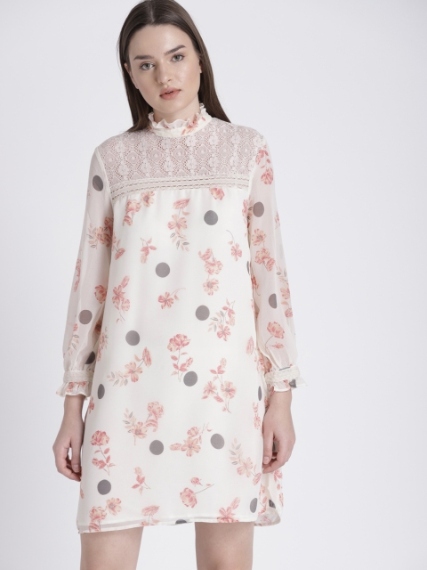 

Chemistry Women Cream-Coloured Printed Sheath Dress