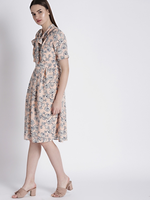 

Chemistry Women Cream-Coloured Printed Fit And Flare Dress