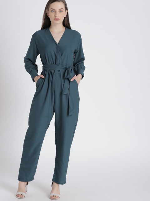 

Chemistry Teal Blue Solid Basic Jumpsuit