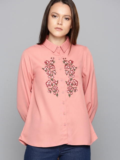 

Chemistry Women Pink Regular Fit Self Design Casual Shirt