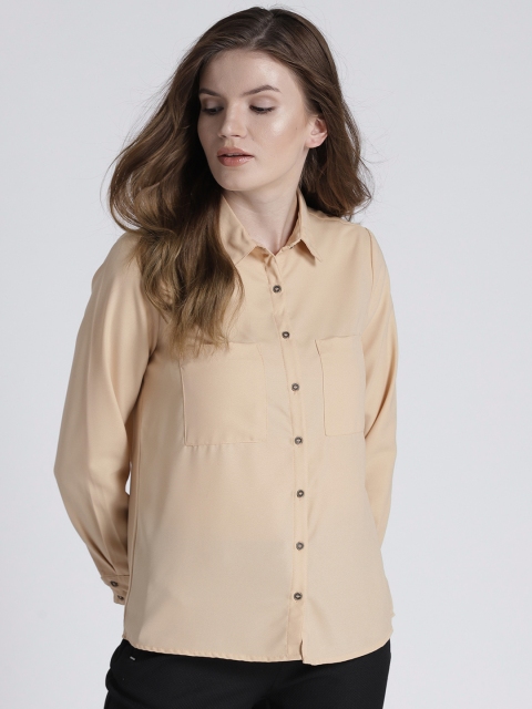 

Chemistry Women Beige Solid Casual Shirt