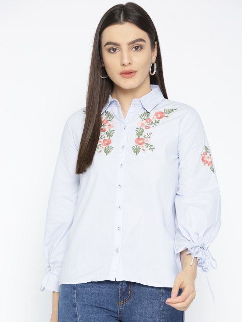 

Chemistry Women Blue Regular Fit Printed Casual Shirt