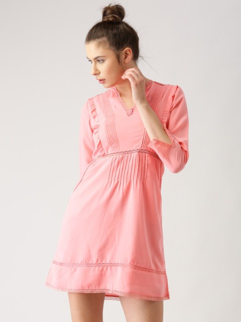 

Marie Claire Women Pink Solid A-Line Dress