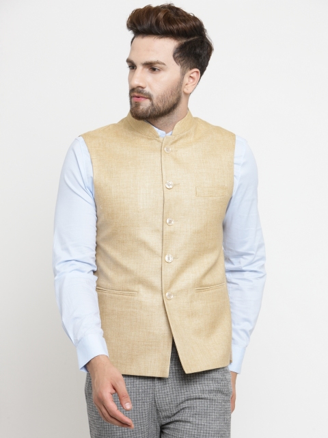 

Rodamo Men Khaki Solid Nehru Jacktet