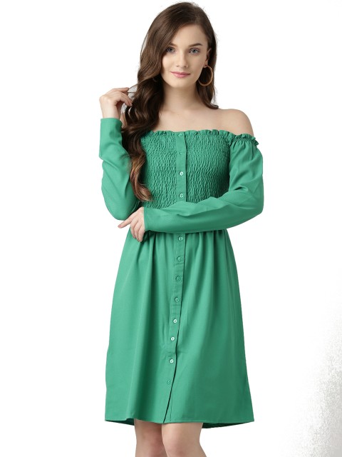 

Marie Claire Women Green Solid A-Line Dress